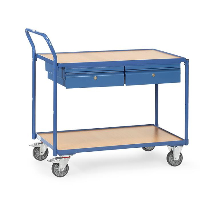 Fetra Tischwagen LxB 1000 x 600 mm 300 kg 2 Böden mit Schubladen