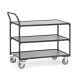 Fetra Tischwagen LxB 1000 x 600 mm 300 kg 3 Böden, hochstehender Griff - Grey Edition