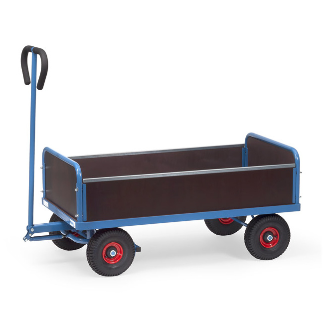 Fetra Handwagen 500 kg, Plattform 1.000 x 550 mm, 4 Seitenwände, Luftreifen