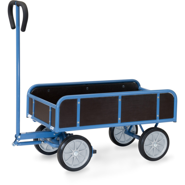 Fetra Handwagen 400 kg, 2-achsig, Plattform 945 x 545 mm, Seitenwände, Vollgummireifen