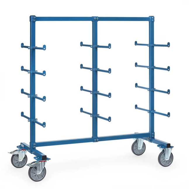 Fetra Tragarmwagen 500 kg, Ladefläche LxB 2.000 x 800 mm, mit Abrollsicherung, zweiseitig