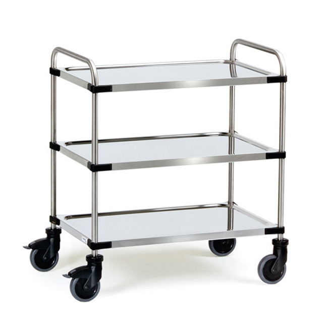 Fetra Edelstahlwagen Servierwagen 1.000 x 600 mm 150 kg, 3 Böden