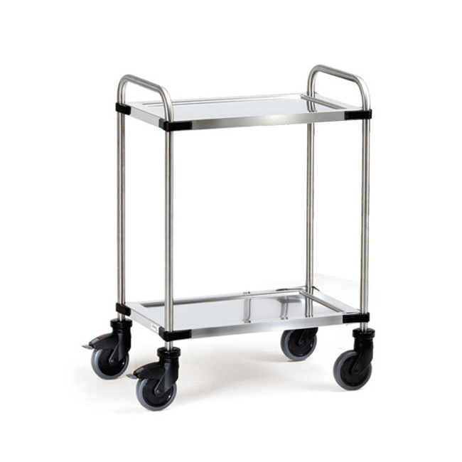 Fetra Edelstahlwagen Servierwagen 630 x 400 mm 120 kg, 2 Böden