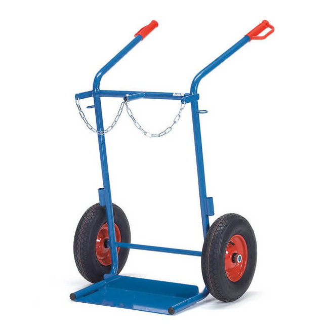 Fetra Stahlflaschenkarre 150 kg für 2 Gasflaschen à 40/50 Liter Luftreifen
