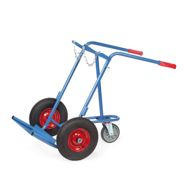 Fetra Stahlflaschenkarre mit Stützrad 150 kg für 2 Gasflaschen à 40/50 Liter Luftreifen