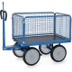 Fetra Handpritschenwagen 60 cm Gitterwände, Zugöse 1.000 kg LxB 1.200 x 800 mm Vollgummiräder