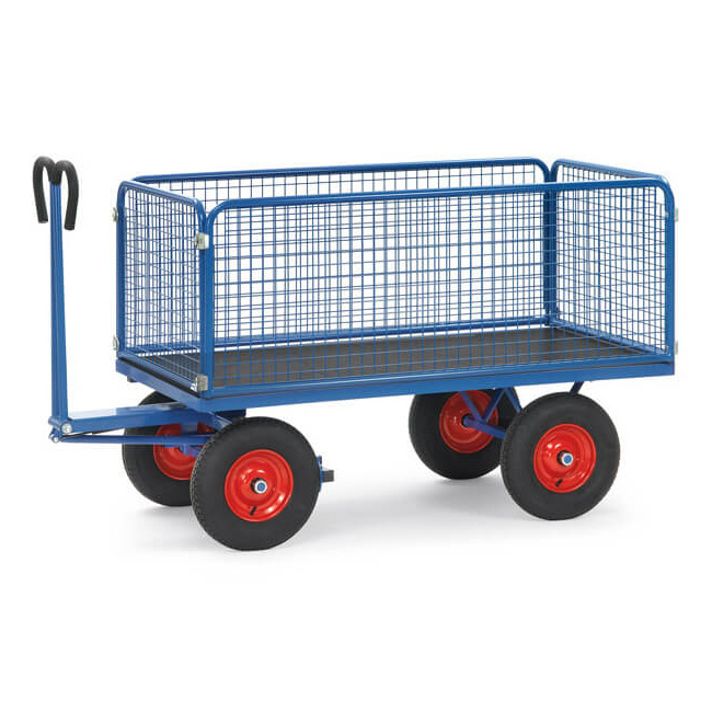 Fetra Handpritschenwagen 60 cm Gitterwände 1.000 kg LxB 1.600 x 900 mm Luftreifen