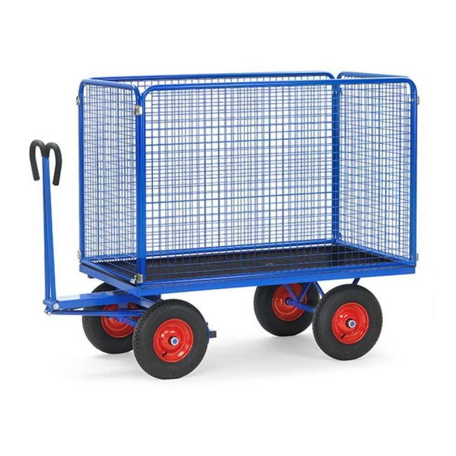 Fetra Handpritschenwagen 100 cm Gitterwände 1.000 kg LxB 1.200 x 800 mm Luftreifen