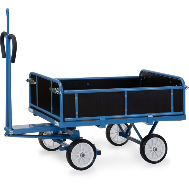 Fetra Handpritschenwagen Bordwände, Zugöse 700 kg LxB 1.200 x 800 mm Vollgummiräder