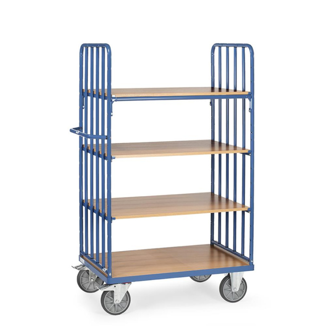 Fetra Etagenwagen mit 4 Böden L x B 1000 x 700 mm 600 kg Stirnwände mit Streben