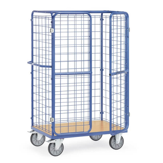 Fetra Paketwagen 600 kg, Drahtgitterwände 1,8 m, Flügeltüren, LxB 1.000 x 600 mm