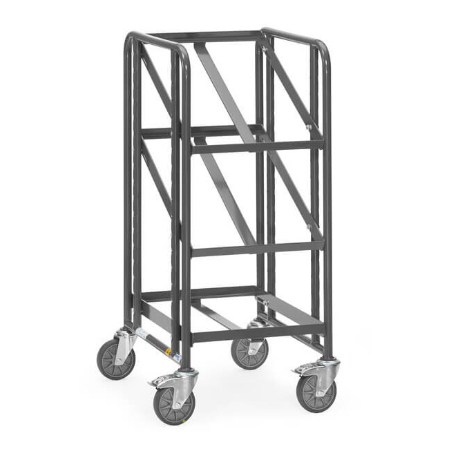 Fetra ESD-Eurokastenwagen 250 kg mit 3 offenen Etagenrahmen LxB 610 x 410 mm