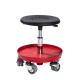 Rollhocker Montagehocker, 37-50 cm Sitzhöhe, Ablage, Doppelrollen, rot