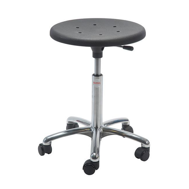 Rollhocker Arbeitshocker, 46-65 cm Sitzhöhe, Aluminium-Fußkreuz, schwarz