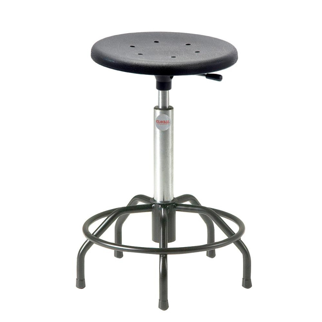 Arbeitshocker Stehhilfe, 54-73 cm Sitzhöhe, Spinnenfuß, Fußring, schwarz