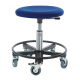 Rollhocker Montagehocker, 37-50 cm Sitzhöhe, Fußring, gepolstert, blau