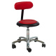 Rollhocker Arbeitshocker, 37-50 cm Sitzhöhe, Rückenlehne, Alu-Fußkreuz, gepolstert, rot