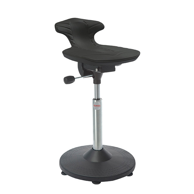 Arbeitshocker Stehhilfe, 57-83 cm Sitzhöhe, extra soft, Trompetenfuß, schwarz