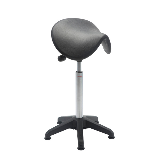 Arbeitshocker Sattelstuhl, 66-92 cm Sitzhöhe, Fußkreuz, schwarz