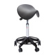 Rollhocker Sattelstuhl, 61-80 cm Sitzhöhe, Fußring, schwarz