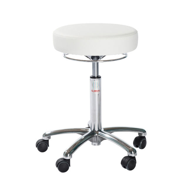Rollhocker Arbeitshocker, 49-69 cm Sitzhöhe, 60 mm Polsterung, weiß