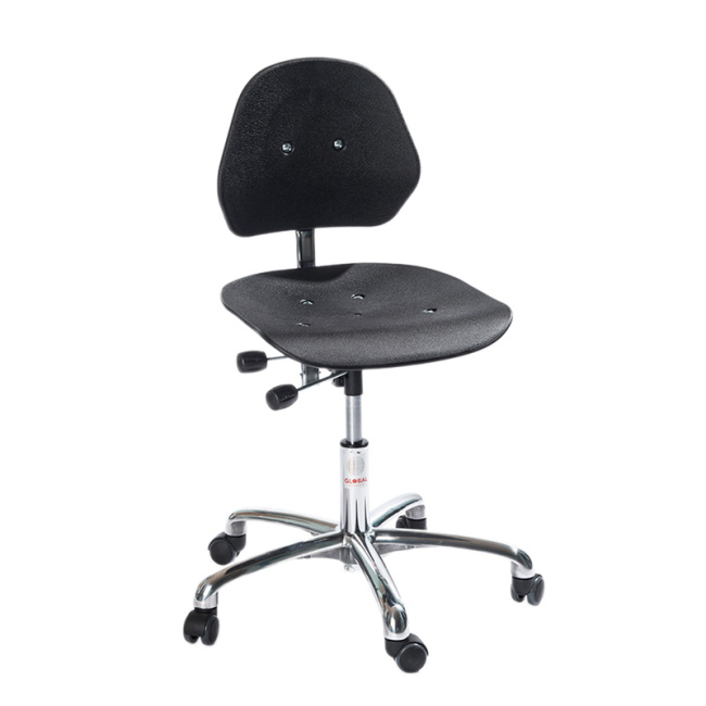 Rollhocker Drehstuhl, 52-65 cm Sitzhöhe, Aluminium-Fußkreuz, schwarz