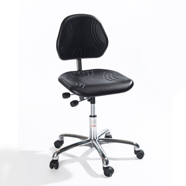 Rollhocker Drehstuhl, 52-65 cm Sitzhöhe, Aluminium-Fußkreuz, schwarz