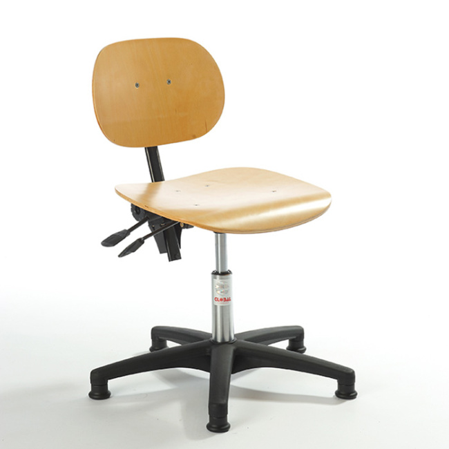 Arbeitshocker Drehstuhl, 43-55 cm Sitzhöhe, lackiertes Leimholz