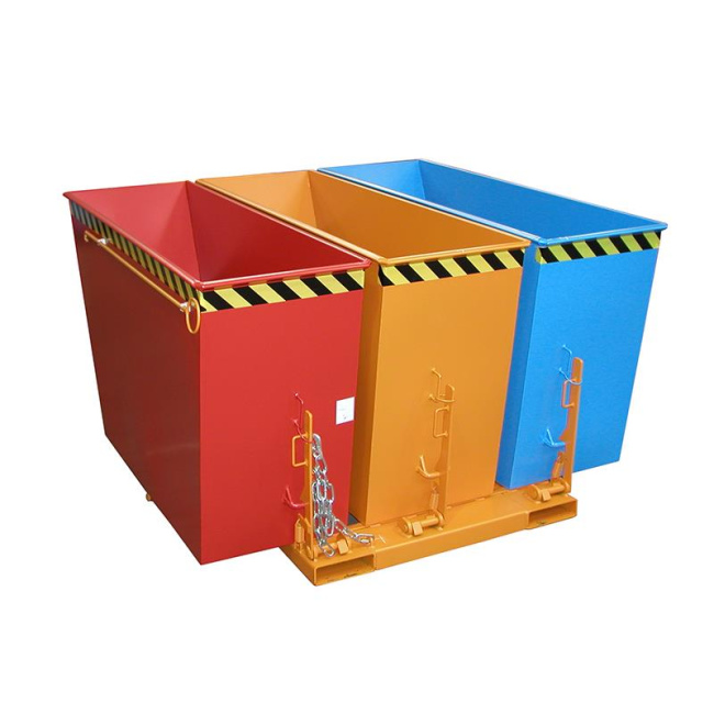 Kippbehälter TRIO mit 3 Kammern à 0,6 m³, Tragkraft: 1.500 kg