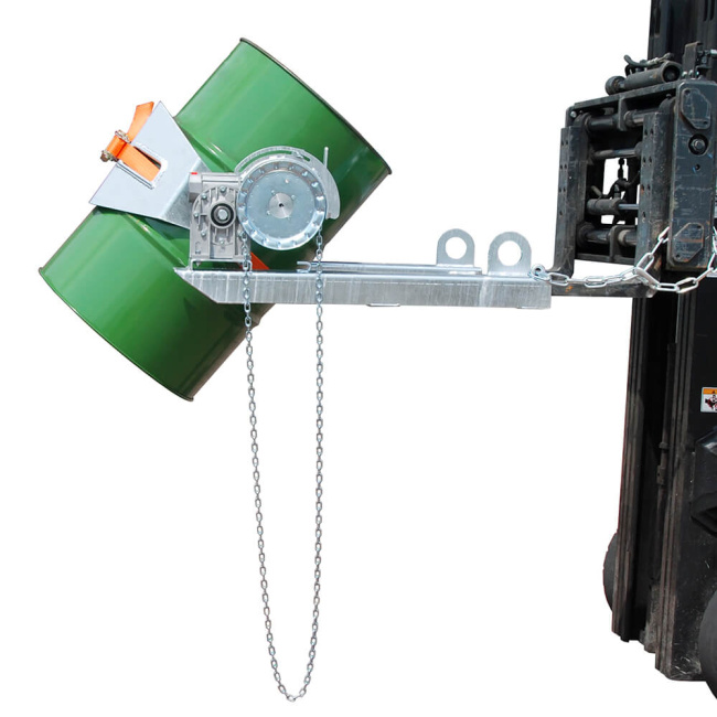 Fasskipper Typ FLEX-K mit Kette für Gabelstapler, Radlader und Kran - verzinkt