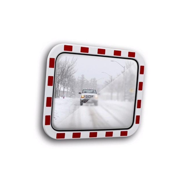 Verkehrsspiegel beschlagsfrei Polycarbonat, weiß/rot - verschiedene Formate