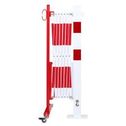 Scherengitter mit Rollen und Pfosten zum Aufdübeln, 3,6 m, eckig, rot/weiß
