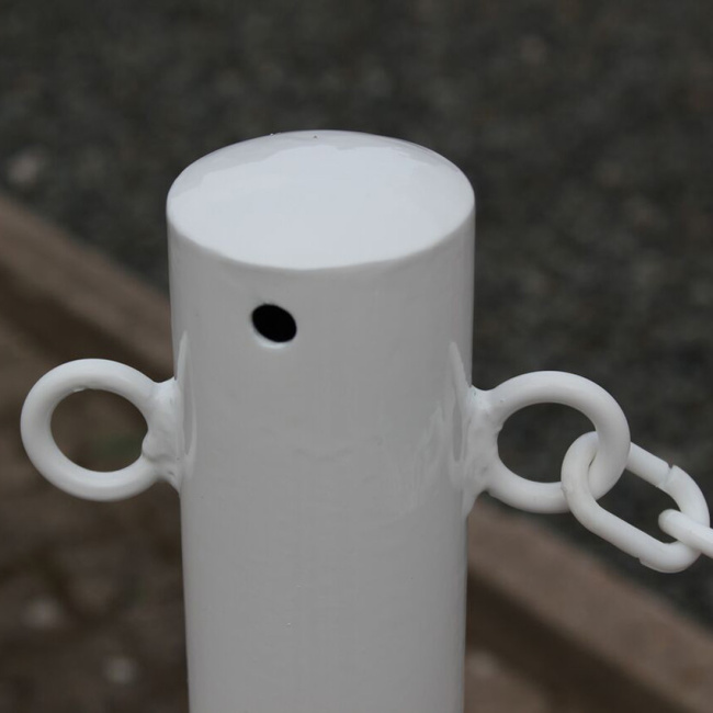 Kettenpfosten-Set mit 6 Stahl-Pfosten, rot/weiß, Kettenlänge: 25 m