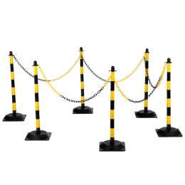 Kettenpfosten-Set mit 6 Stahl-Pfosten, gelb/schwarz,...