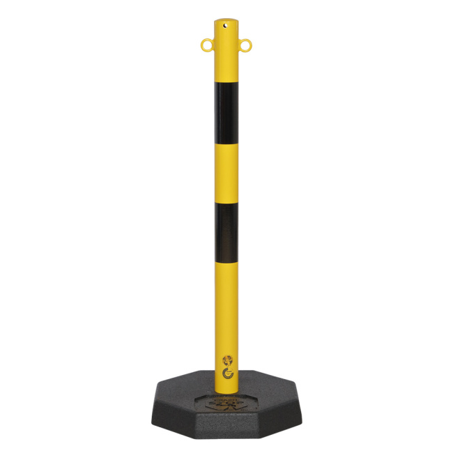 Sperrpfosten mit Ösen und Standfuß, Höhe 1,0 m gelb/schwarz