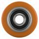 Hubwagenrolle Polyurethan braun 82 x 70 mm, Achse 20 mm inkl. Kugellager