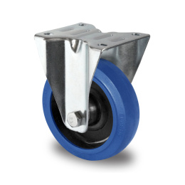 Bockrolle 125 mm Elastik Gummi Rolle Blue Wheels