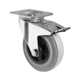 Vollgummi Lenkrolle mit Feststeller 125 mm auf...