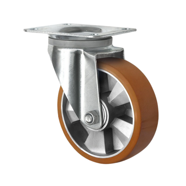 Schwerlastrolle Polyurethan Lenkrolle 160 mm auf Aluminiumfelge