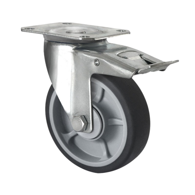 TPE Transportrolle ESD antistatisch Lenkrolle mit Feststeller 200 mm elektrisch leitfähig