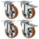 Schwerlastrollen 125 mm Set: 2 Lenkrollen & 2 Lenkrollen mit Feststeller