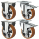 Schwerlastrollen 160 mm Set: 2 Bockrollen & 2 Lenkrollen mit Feststeller