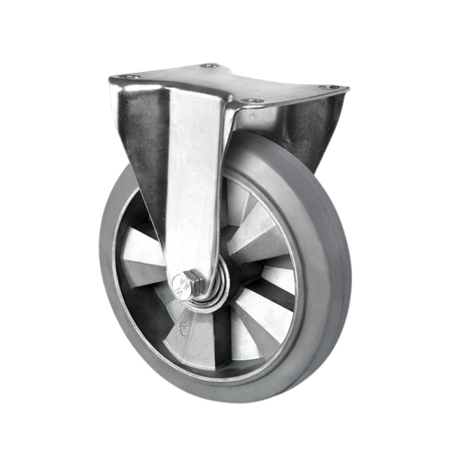 Schwerlastrolle Elastik Gummi Bockrolle 125 mm auf Aluminiumfelge