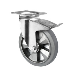 Schwerlastrolle Elastik Gummi 200 mm Lenkrolle mit...