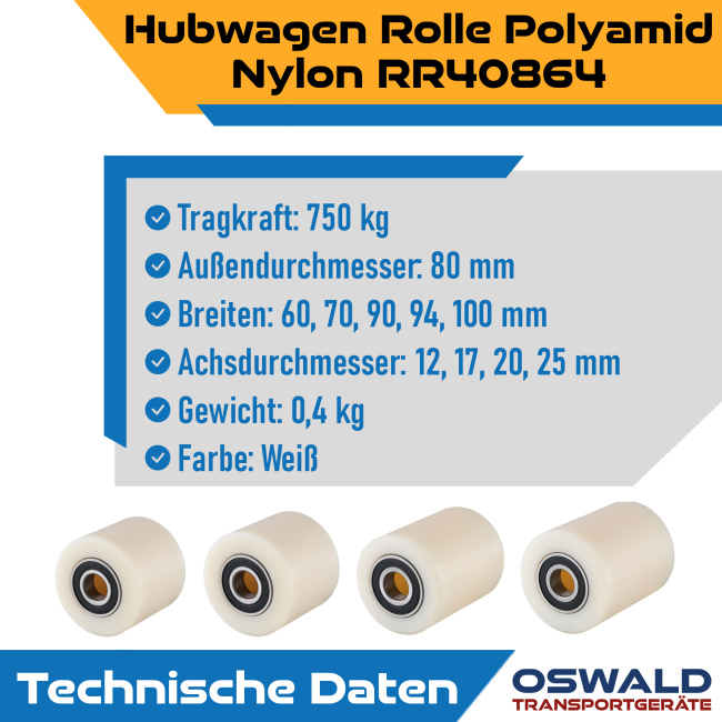 Hubwagen kompletter Satz Räder und Rollen für BT Hubwagen Polyamid Nylon mit Kugellager