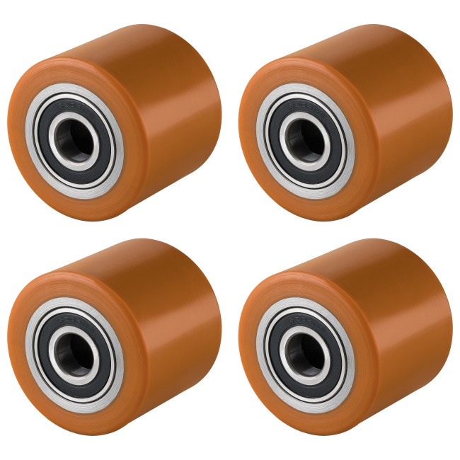 4 Stück Hubwagenrollen Polyurethan 82 x 70 mm, Achse 20 mm inkl. Kugellager