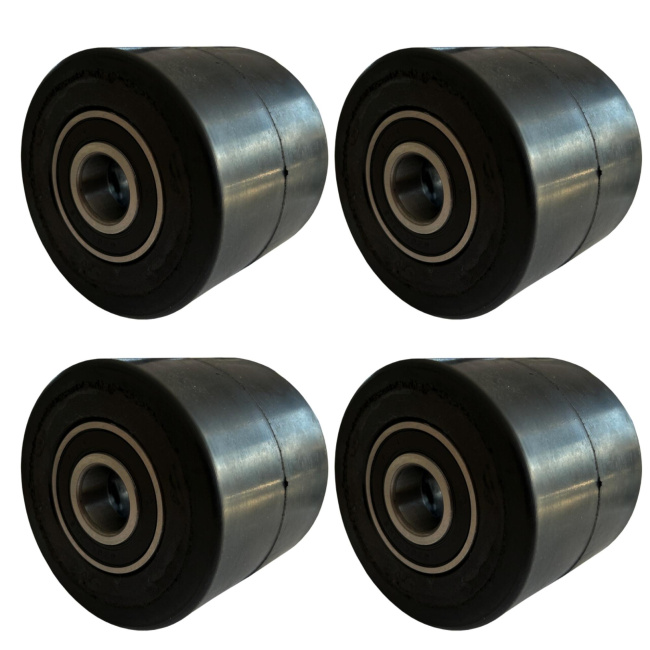 4 Stück Hubwagenrollen Gummi 80 x 70 mm, Achse 20 mm inkl. Kugellager - Ersatzrollen