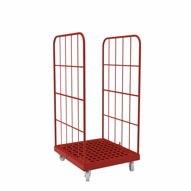 Rollbehälter Kunststoff 2-seitig, 724 x 815 x 1.530 mm, 500 kg, Nutzhöhe 1.340 mm, Feuerrot