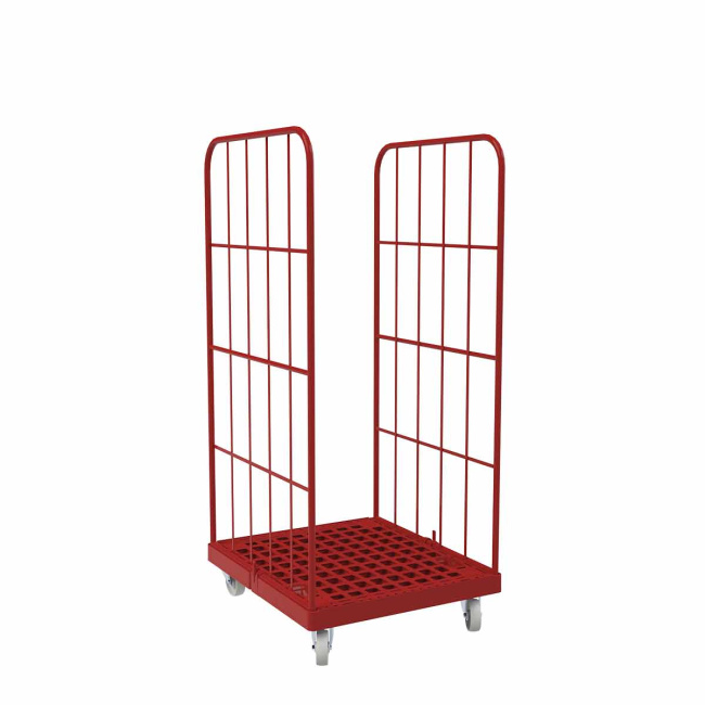 Rollbehälter Kunststoff 2-seitig, 724 x 815 x 1.630 mm, 500 kg, Nutzhöhe 1.440 mm, Feuerrot