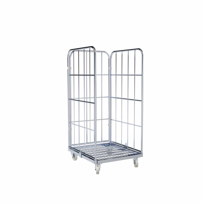 Rollbehälter 3-seitig, Nutzhöhe 1.340 mm, Rollplatte aus Metall, 724 x 815 x 1.530 mm, 500 kg